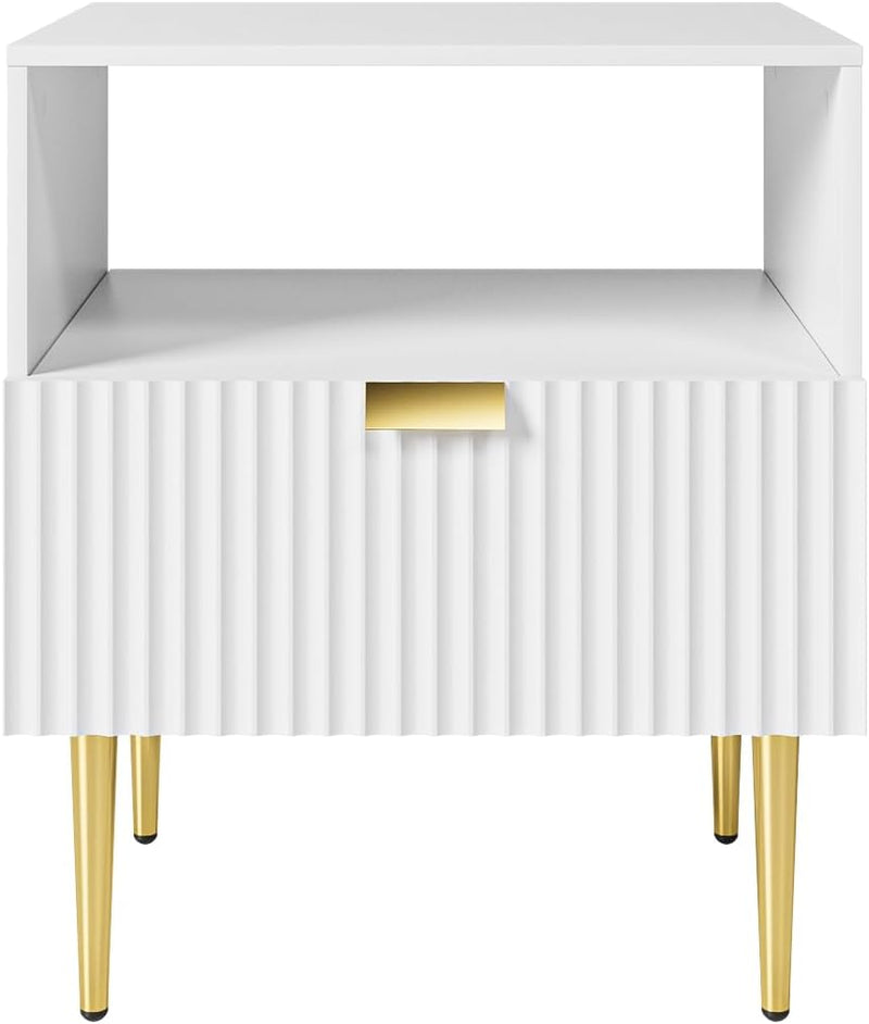 Bedside Table Nightstand with 2 Drawers Leg Modern