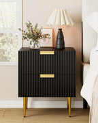 Bedside Table Nightstand with 2 Drawers Leg Modern