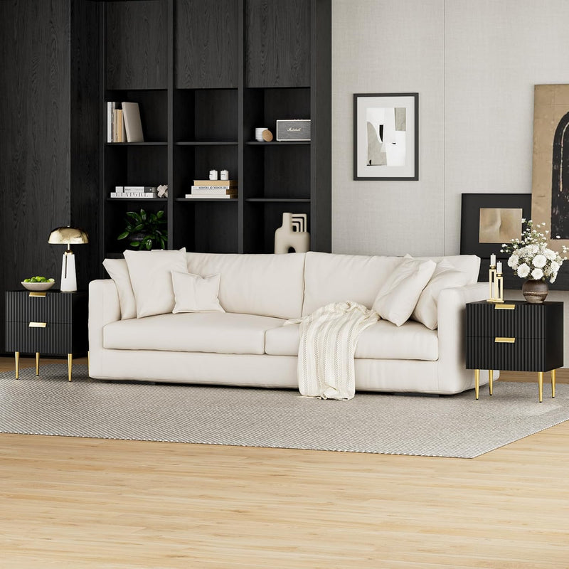 Bedside Table Nightstand with 2 Drawers Leg Modern