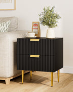 Bedside Table Nightstand with 2 Drawers Leg Modern