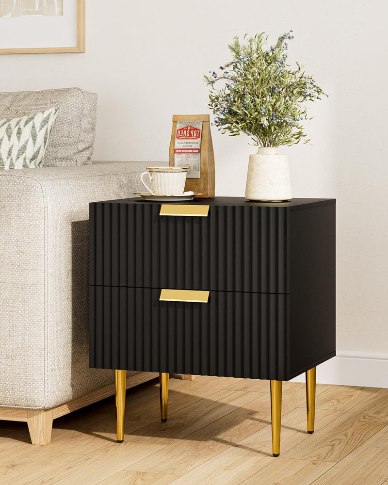 Bedside Table Nightstand with 2 Drawers Leg Modern