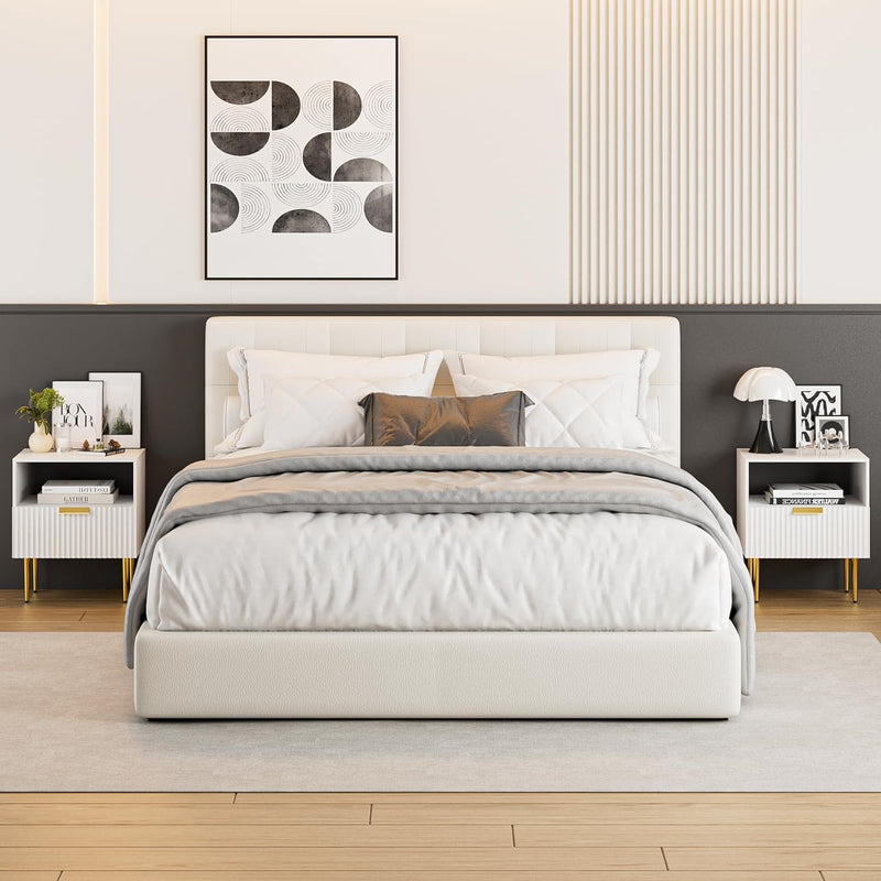 Bedside Table Nightstand with 2 Drawers Leg Modern