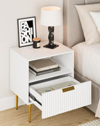 Bedside Table Nightstand with 2 Drawers Leg Modern