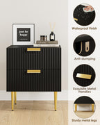 Bedside Table Nightstand with 2 Drawers Leg Modern