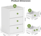 Bedside Table Nightstand with 3 Drawers and Power