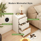 Bedside Table Nightstand with 3 Drawers and Power