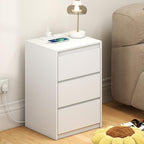 Bedside Table Nightstand with 3 Drawers and Power