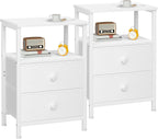 Bedside Table Side Tables with 2 Fabric Drawers (Set of 2)