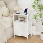 Bedside Table Side Tables with 2 Fabric Drawers (Set of 2)