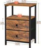 Bedside Table Side Tables with 2 Fabric Drawers (Set of 2)