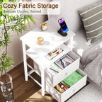 Bedside Table Side Tables with 2 Fabric Drawers (Set of 2)
