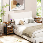 Bedside Table Side Tables with 2 Fabric Drawers (Set of 2)