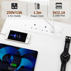 Bedside Table Side with Charging Station and LED (Set of 2)