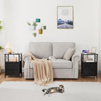 Bedside Table Side with Charging Station and LED (Set of 2)