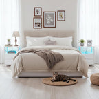 Bedside Table Side with Charging Station and LED (Set of 2)
