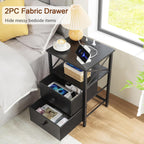 Bedside Table Side with Charging Station and LED (Set of 2)