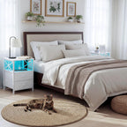 Bedside Table Side with Charging Station and LED (Set of 2)