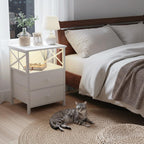 Bedside Table Side with Charging Station and LED (Set of 2)