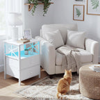 Bedside Table Side with Charging Station and LED (Set of 2)