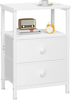 Bedside Table Side with Fabric Drawers Bedroom Cabinet (Set of 2)