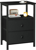 Bedside Table Side with Fabric Drawers Bedroom Cabinet (Set of 2)