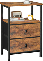 Bedside Table Side with Fabric Drawers Bedroom Cabinet (Set of 2)