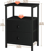 Bedside Table Side with Fabric Drawers Bedroom Cabinet (Set of 2)