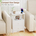 Bedside Table Side with Fabric Drawers Bedroom Cabinet (Set of 2)