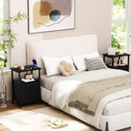 Bedside Table Side with Fabric Drawers Bedroom Cabinet (Set of 2)