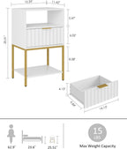 Bedside Table Small Cabinet with Drawer and Storage