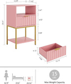 Bedside Table Small Cabinet with Drawer and Storage