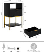 Bedside Table Small Cabinet with Drawer and Storage