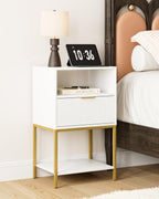 Bedside Table Small Cabinet with Drawer and Storage