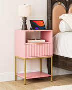 Bedside Table Small Cabinet with Drawer and Storage