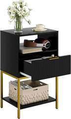Bedside Table Small Cabinet with Drawer and Storage