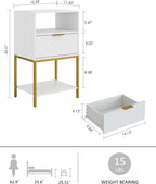 Bedside Table Small Cabinet with Drawer and Storage