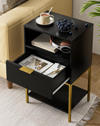 Bedside Table Small Cabinet with Drawer and Storage