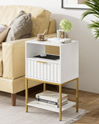 Bedside Table Small Cabinet with Drawer and Storage