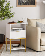Bedside Table Small Cabinet with Drawer and Storage