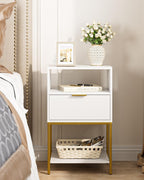 Bedside Table Small Cabinet with Drawer and Storage