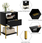 Bedside Table Small Cabinet with Drawer and Storage