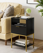 Bedside Table Small Cabinet with Drawer and Storage