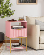 Bedside Table Small Cabinet with Drawer and Storage