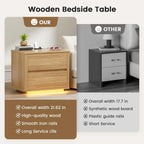 Bedside Table with 2 Drawers and LED Lights