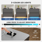Bedside Table with 2 Drawers and LED Lights