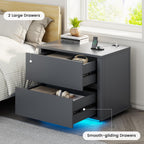 Bedside Table with 2 Drawers and LED Lights
