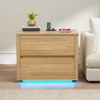 Bedside Table with 2 Drawers and LED Lights