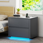 Bedside Table with 2 Drawers and LED Lights