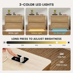 Bedside Table with 2 Drawers and LED Lights