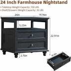 Bedside Table with 2 Drawers and Open Storage